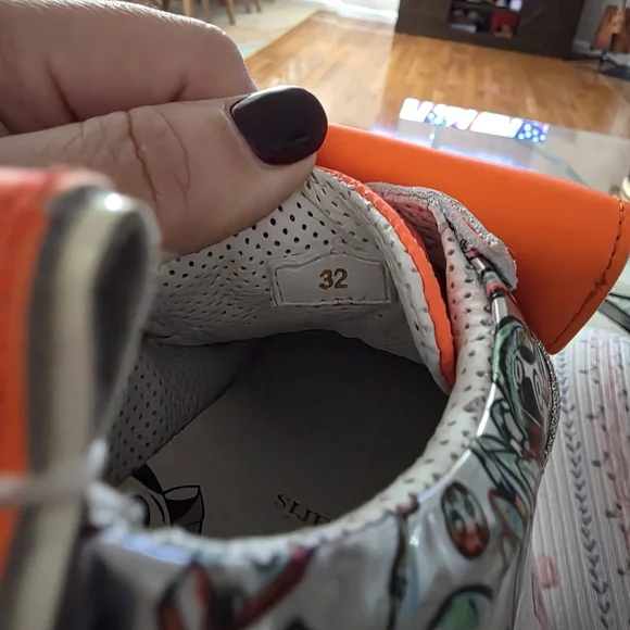 Christian Louboutin Kids' Orange and White Sneakers with Silver Accents - Picture 10 of 10